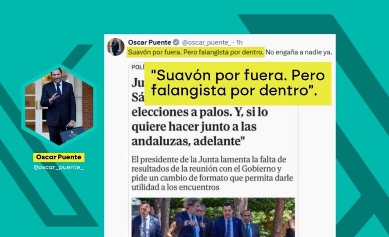 Óscar Puente llama «falangista» a Juanma Moreno tras decir que Sánchez acabará convocando elecciones «a palos»
