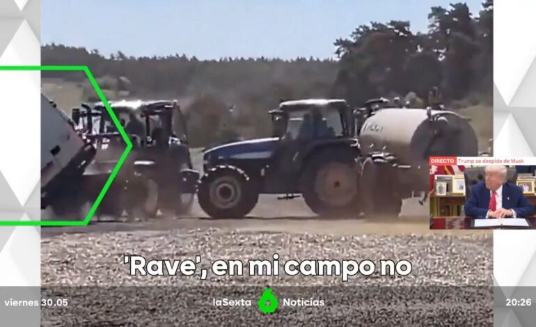 los agricultores frenan con sus tractores una rave ilegal en el sur de Francia