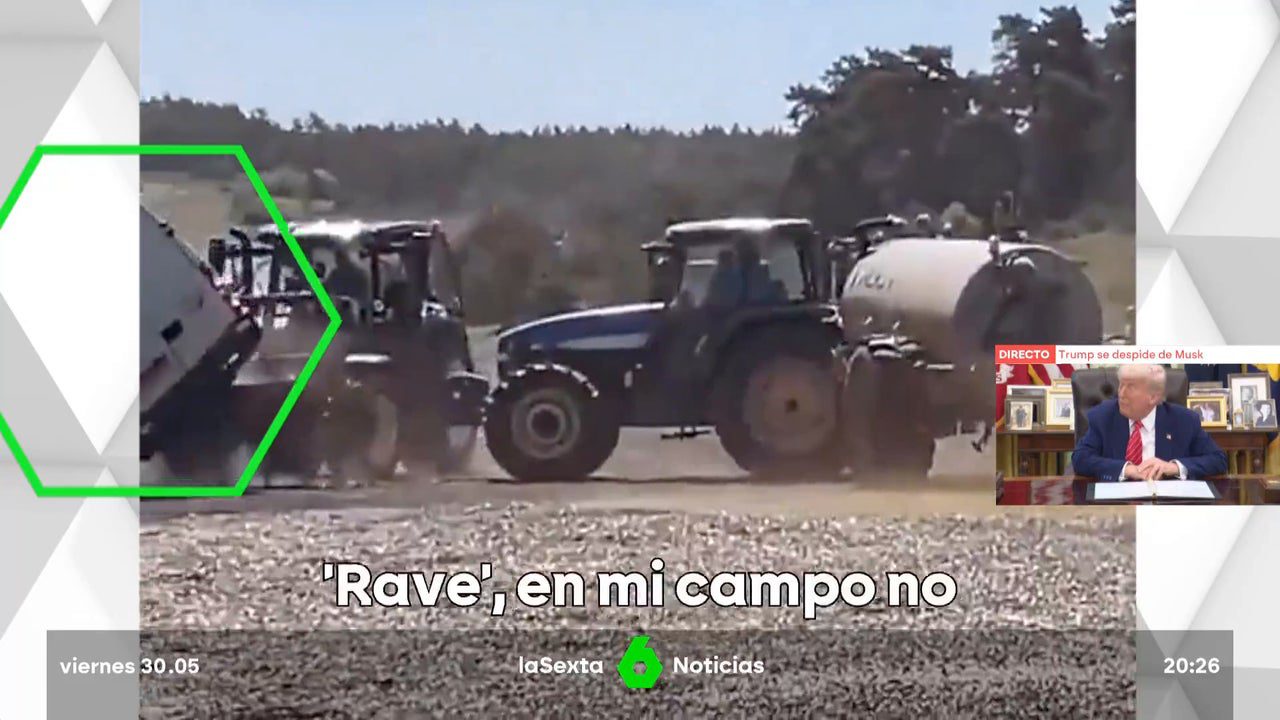 los agricultores frenan con sus tractores una rave ilegal en el sur de Francia