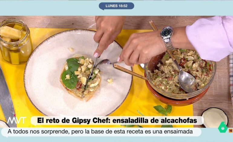 Supera el reto de Gipsy Chef con su receta de ensaladilla de alcachofas con huevo sobre ensaimada