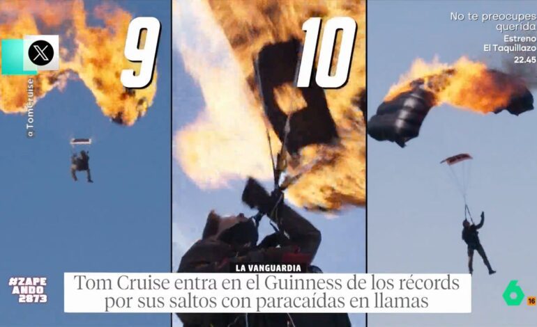 Tom Cruise rompe el récord Guinness de salto con el paracaídas ¡en llamas!: "Y yo me mareo en el autobús"