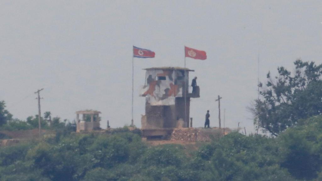 Post de vigilancia de Corea del Norte en la frontera.