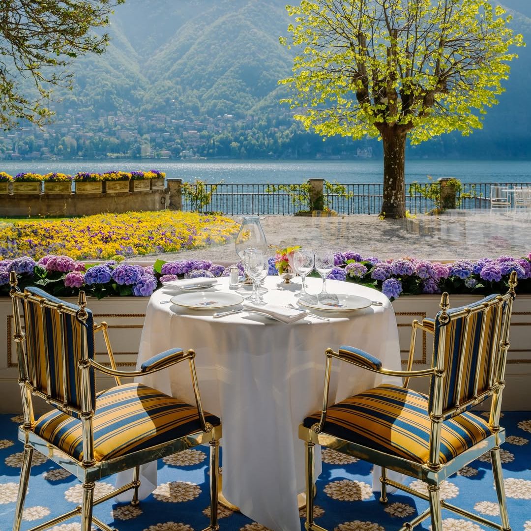 El restaurante La Veranda, Villa d'Esta, Cernobbio, Lake Di, Italia