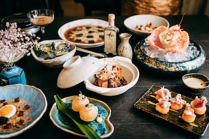 Selección de platos de restaurante Oku Ibiza.