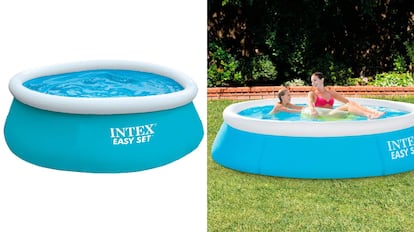 Piscina de jardín inflable con montaje durante diez minutos.
