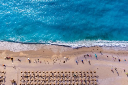 La playa de Myrtos, en Cefalonia.