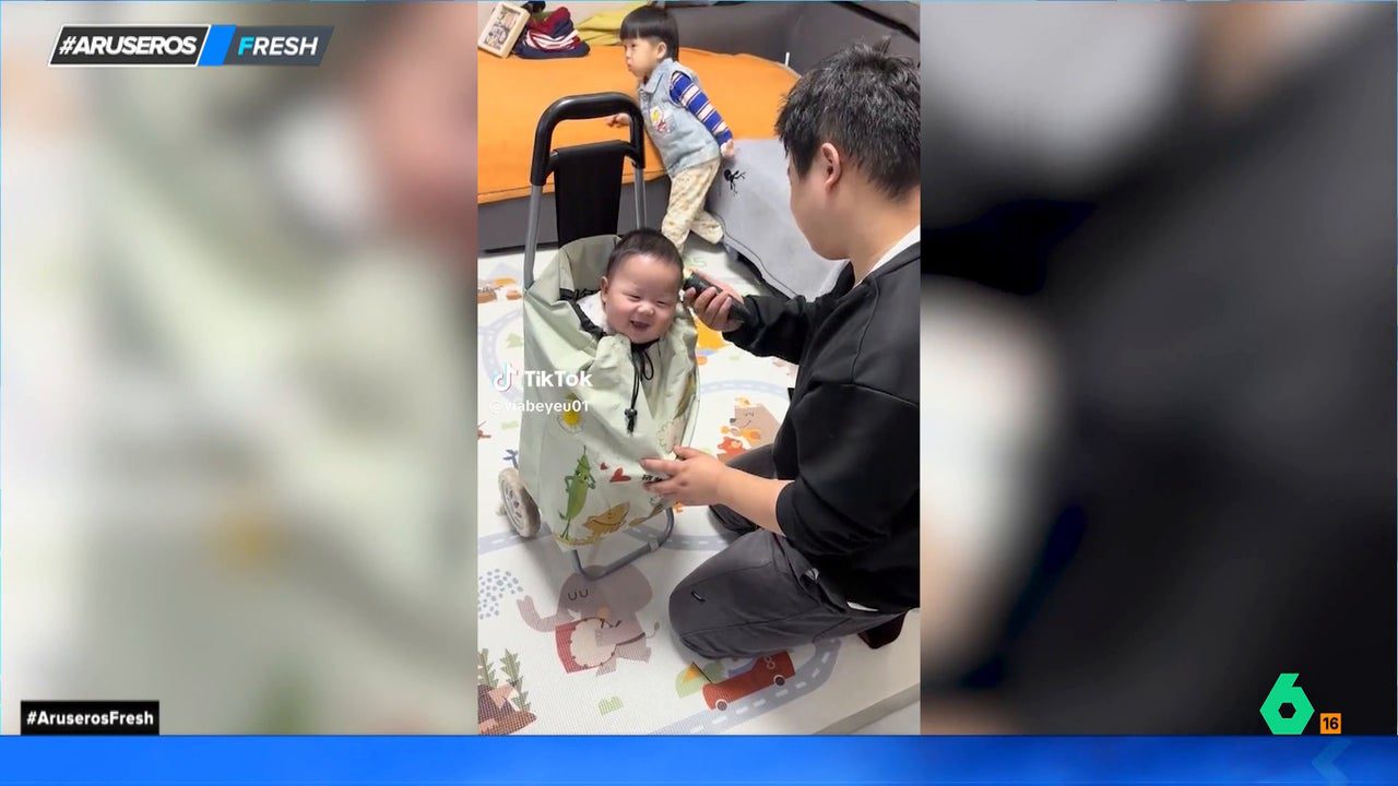 El curioso truco de un padre para cortar el pelo a su bebé