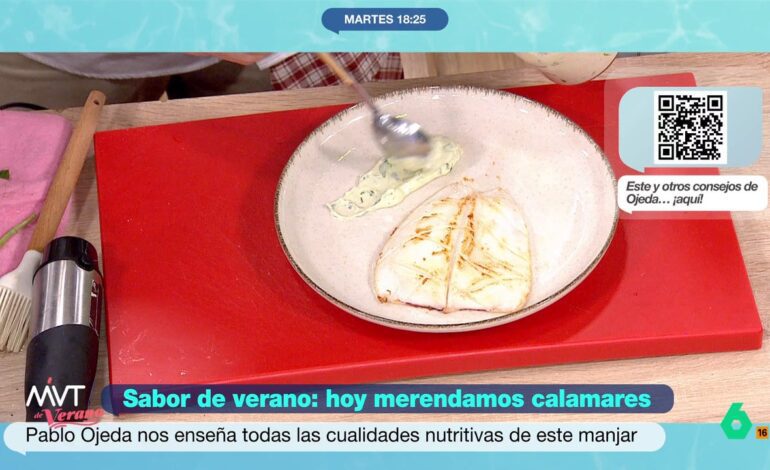 Así se hacen unos calamares a la plancha a la perfección (con su aliño de aceite emulsionado)