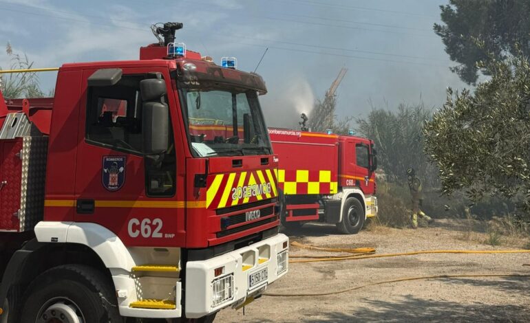 los Bomberos trabajan en la extinción de un fuego en Monteagudo (Murcia)