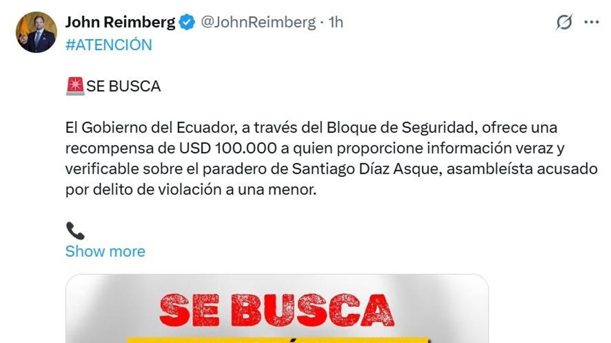 Ecuador ofrece 100.000 dólares por un excorreísta acusado de violación