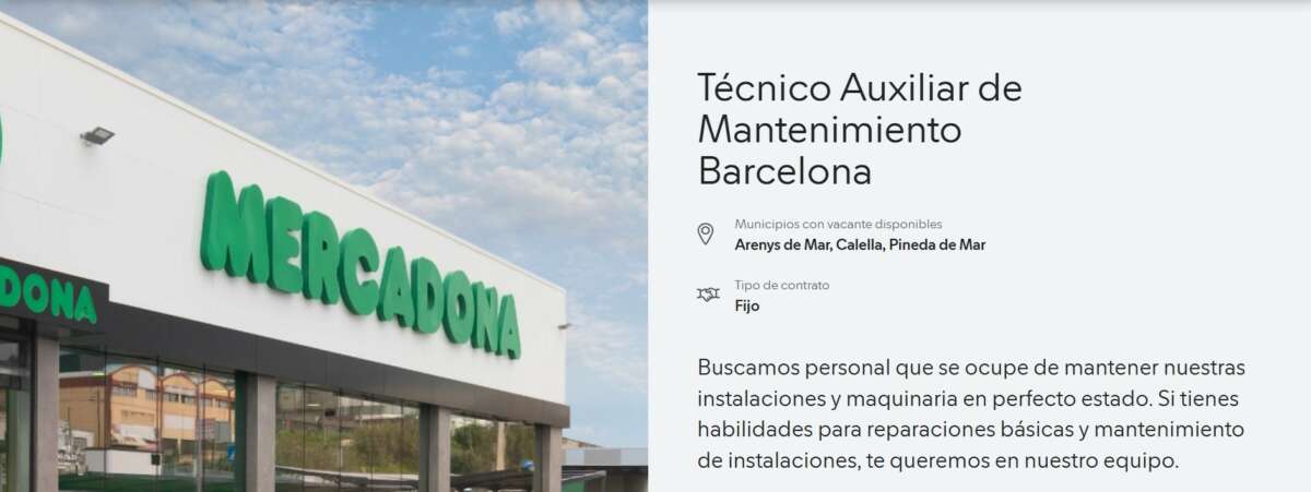 Mercadona ofrece sin experiencia 