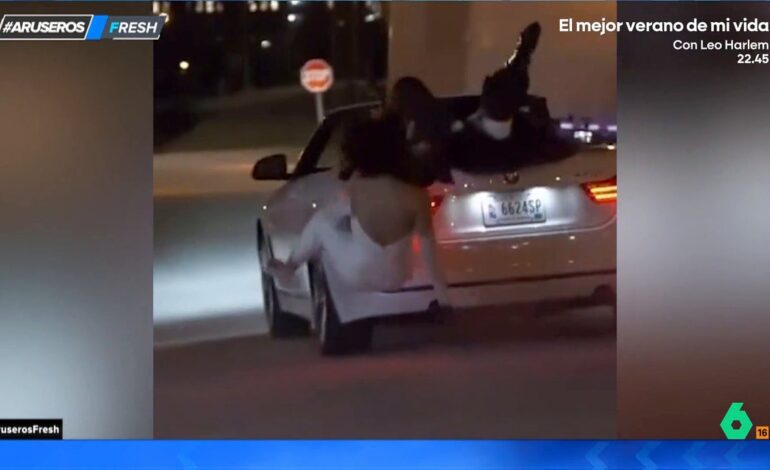 el tremendo golpe que se llevan estos recién casados al montarse en un descapotable