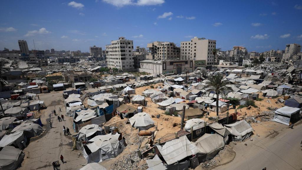 Un campamento palestino desplazado por la ofensiva israelí en el sur de Gaza.