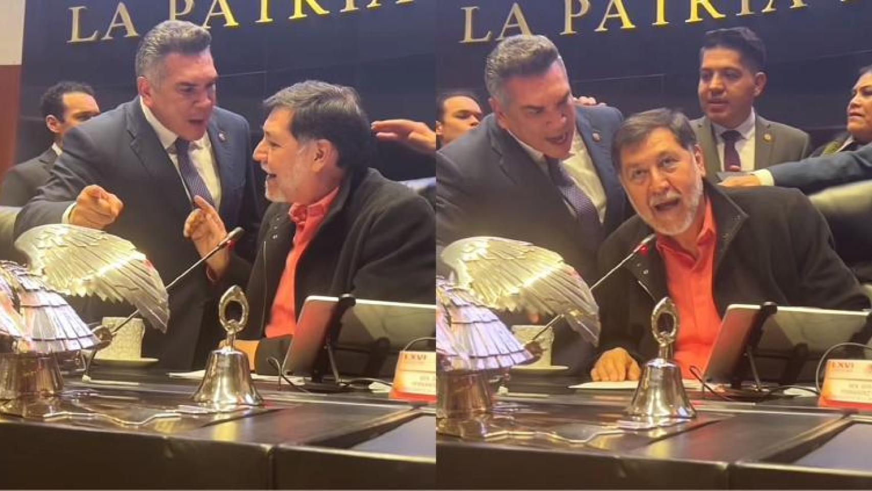 un senador mexicano le levanta la mano al presidente de la Cámara por negarle la palabra