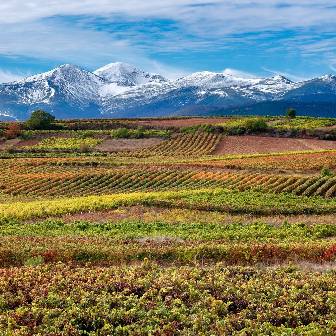 Vista panorámica de la sierra de la Demanda en otoño, La Rioja