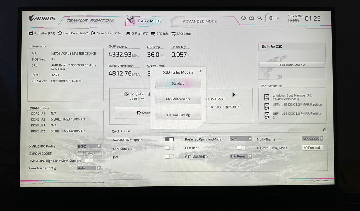 X870E AORUS MASTER X3D ICE turbo