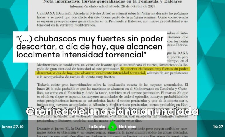 la AEMET sí avisó, pese a las mentiras de Mazón sobre el 29 de octubre
