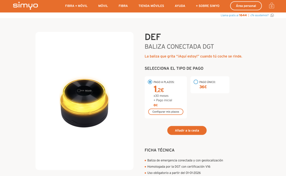 Imagen de baliza Simyo V16