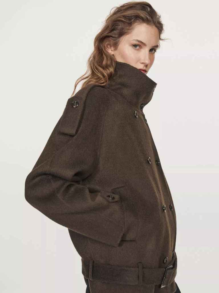 Massimo Dutti Chaqueta mezcla lana cuello alto