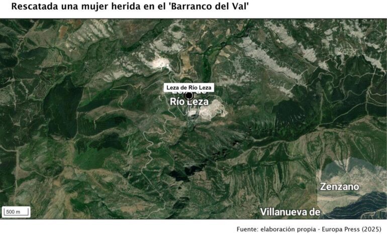 Rescatada una mujer que se ha caído en el ‘Barranco del Val’ en Leza de Río Leza