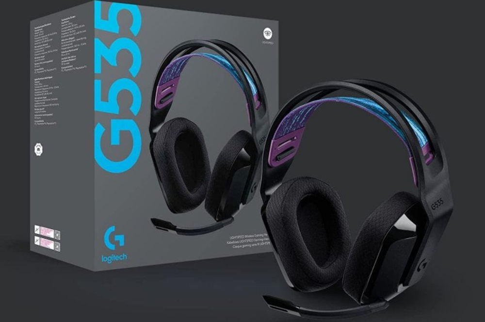 Caja oficial de Logitech G535 y lista de productos desempaquetados