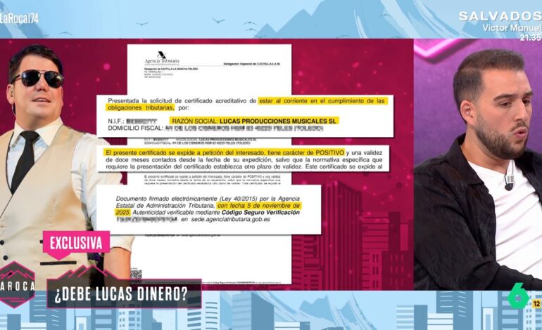 La Roca accede en exclusiva a la documentación que demuestra que Lucas (de Andy y Lucas) no tiene deudas con Hacienda