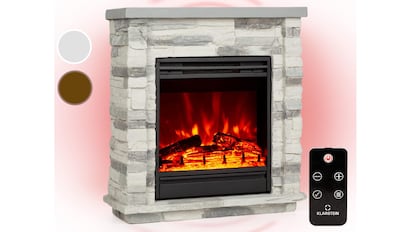 Chimenea eléctrica decorativa de estética tradicional.