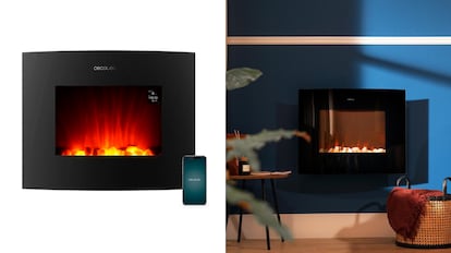 Chimenea eléctrica decorativa que puedes controlar desde tu teléfono móvil.