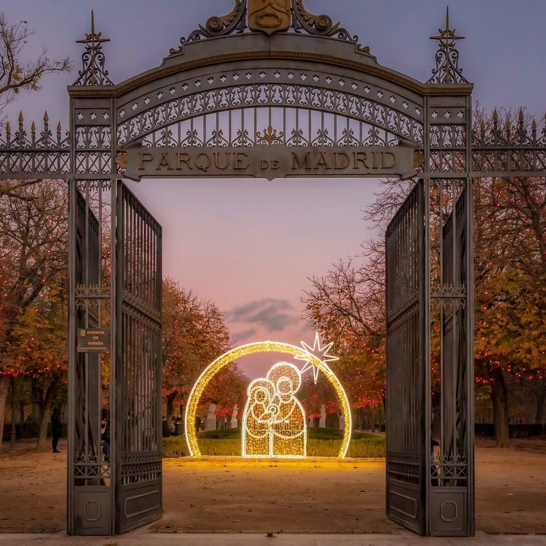 Belén iluminado en el Retiro, Madrid