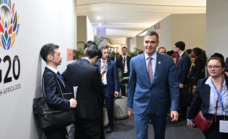 Sánchez reclama en el G20 mayor control de la IA ante riesgos globales y nuevas amenazas