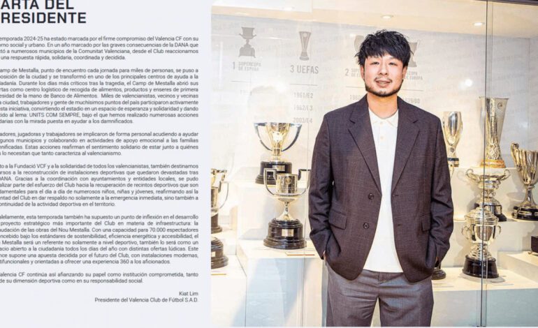 Kiat Lim destaca el compromiso social del Valencia en la dana, se ilusiona con el Nou Mestalla y no menciona la situación deportiva