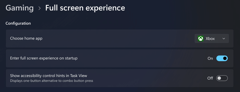 Activa la experiencia Xbox en pantalla completa