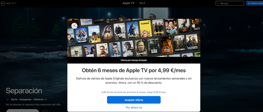 Apple TV con 50% de descuento