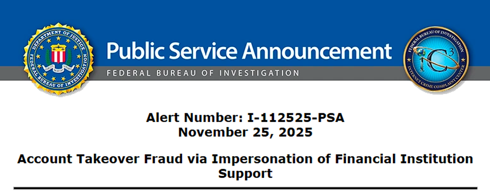 Aviso del FBI sobre riesgos para noviembre de 2025