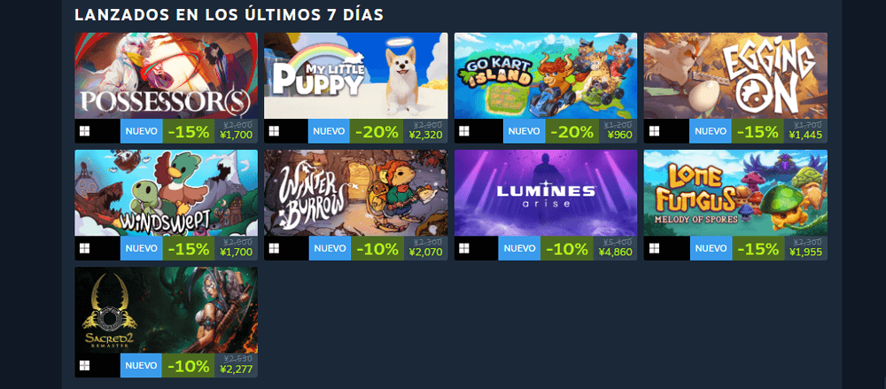 Últimos 7 días en el calendario personal de Steam