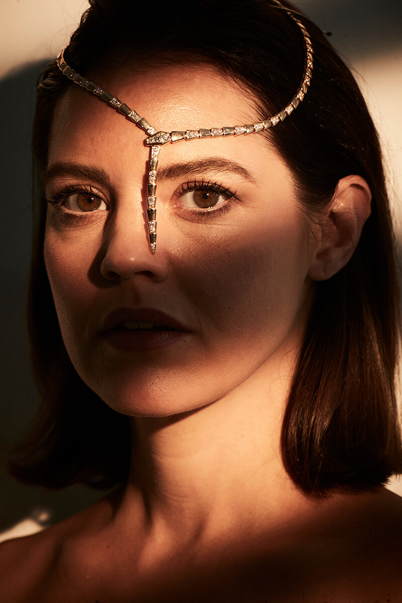 Collar Serpenti en oro rosa pavimentado de diamantes, de Bvlgari.