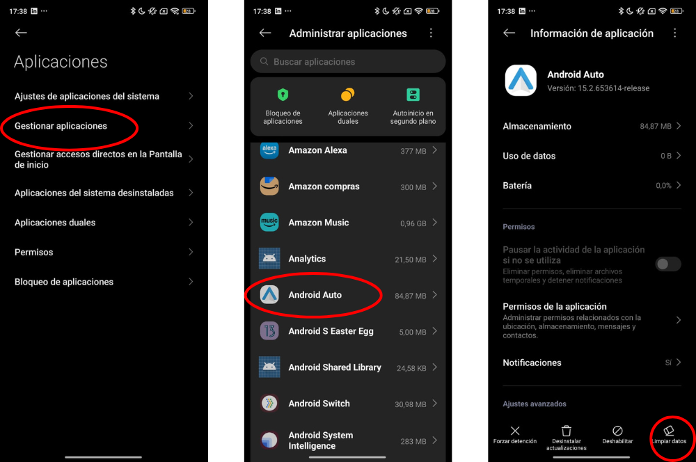 Pasos para borrar el caché de Android Auto