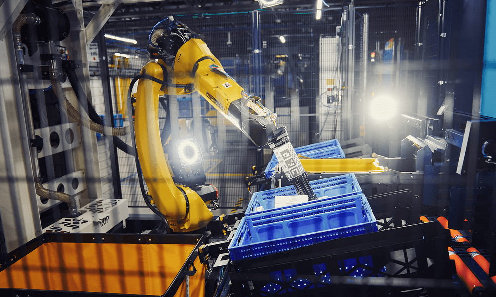 Uno de los robots en un almacén de Amazon