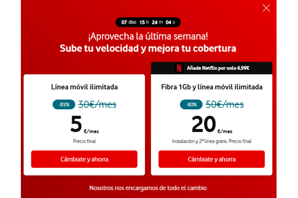 Imagen promocional de la tarifa Vodafone para clientes de Digi