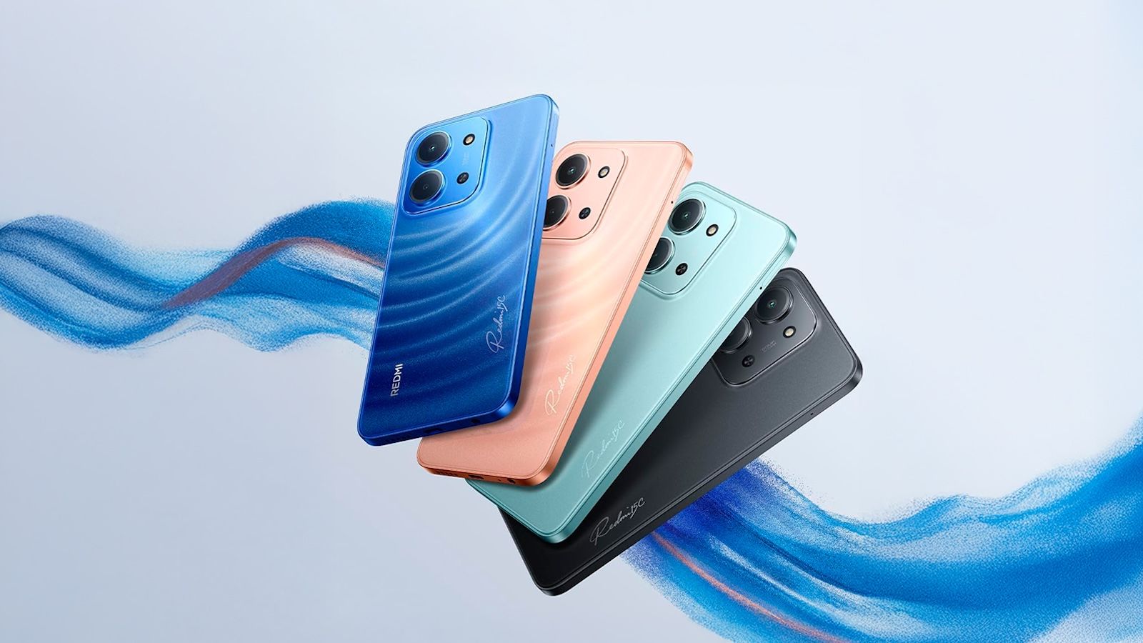 Redmi 15C en color azul medianoche, que muestra una pantalla grande de 6,9 pulgadas y un diseño del módulo de cámara trasera