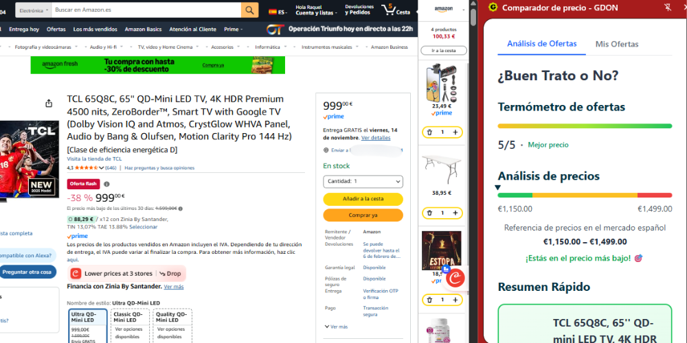 Análisis de precios del comparador GDON