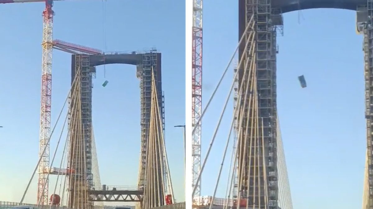 un baño cae desde el Puente del Centenario y todo queda grabado