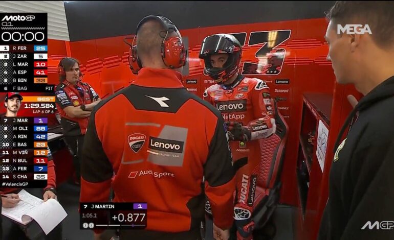 ¡Surrealista! El ‘cabreo’ de Bagnaia con Ducati tras quedarse sin gasolina en la clasificación en Cheste