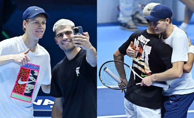 Los mejores puntos del entrenamiento entre Carlos Alcaraz y Jannik Sinner en Turín