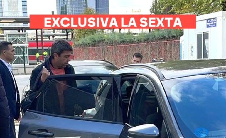 laSexta graba en exclusiva a Carlos Mazón en su llegada a Madrid antes de comparecer en la comisión de la DANA