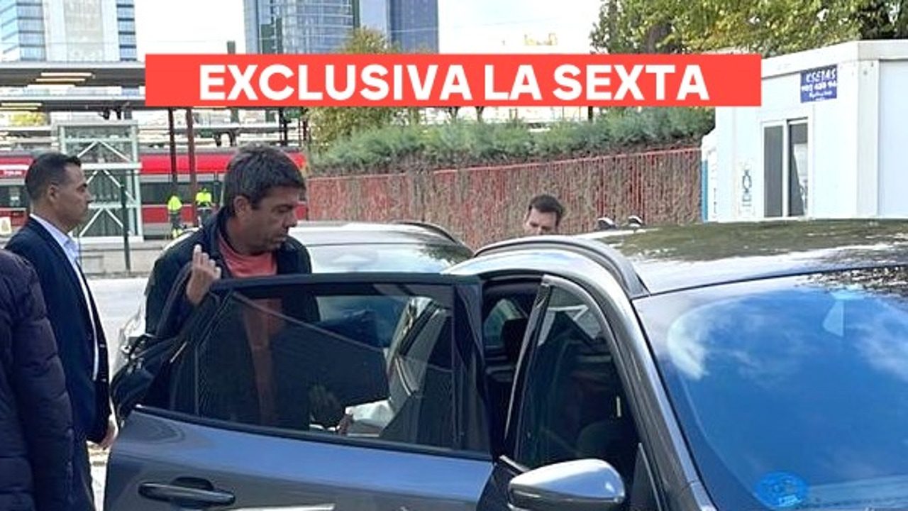 laSexta graba en exclusiva a Carlos Mazón en su llegada a Madrid antes de comparecer en la comisión de la DANA