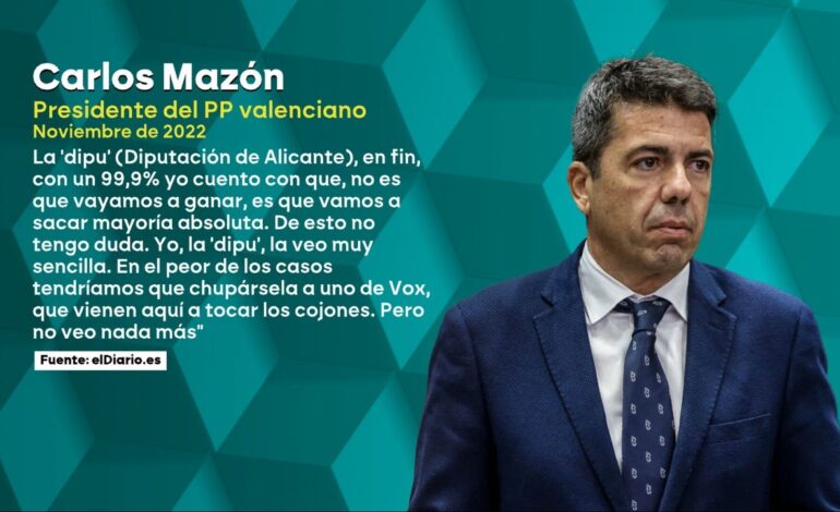 PP inicia las negociaciones con Vox para el relevo de Mazón que obligan a recordar aquel «chupársela a uno Vox» del todavía president