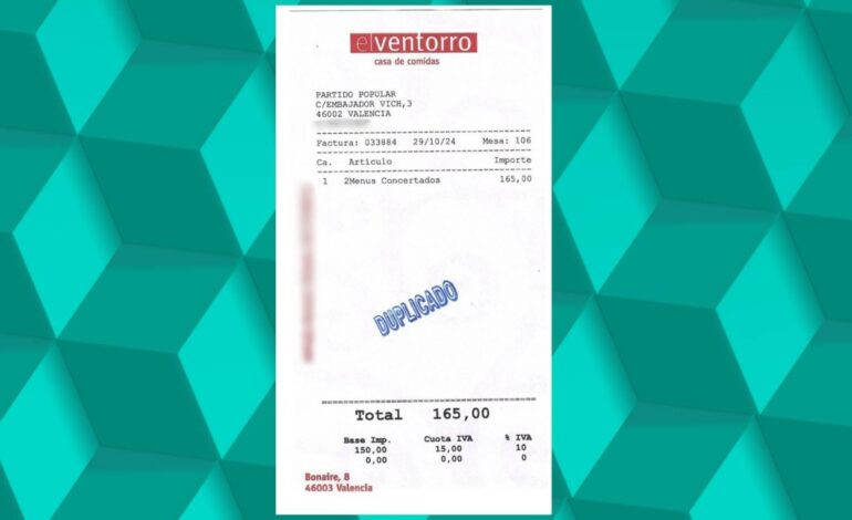 el ticket de la comida de Mazón en ‘El Ventorro’