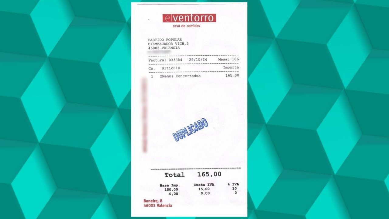 el ticket de la comida de Mazón en ‘El Ventorro’