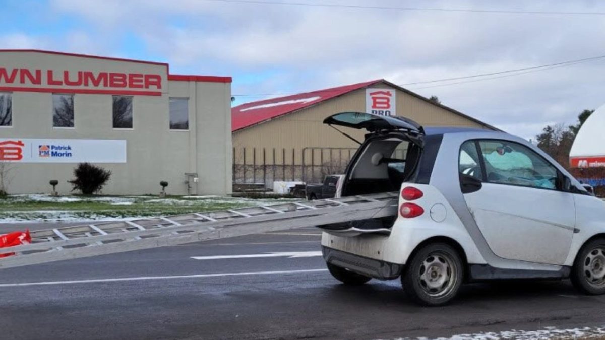 la insólita imagen viral con una escalera y un Smart